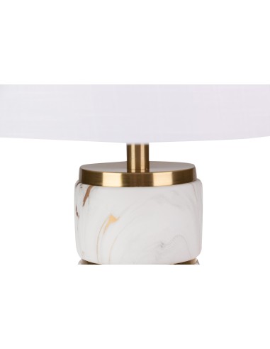 Lámpara de mesa pie marmolado dorado y blanco