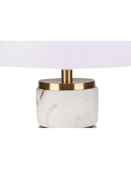Lámpara de mesa pie marmolado dorado y blanco