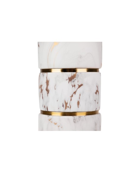 Lámpara de mesa pie marmolado dorado y blanco