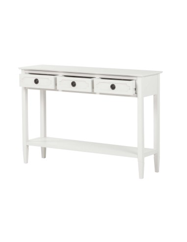 Mueble recibidor blanco con 3 cajones y estante...