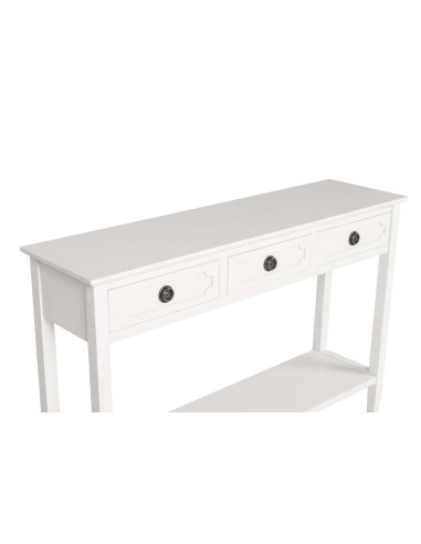Mueble recibidor blanco con 3 cajones y estante...