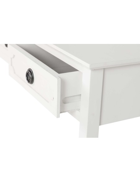 Mueble recibidor blanco con 3 cajones y estante inferior