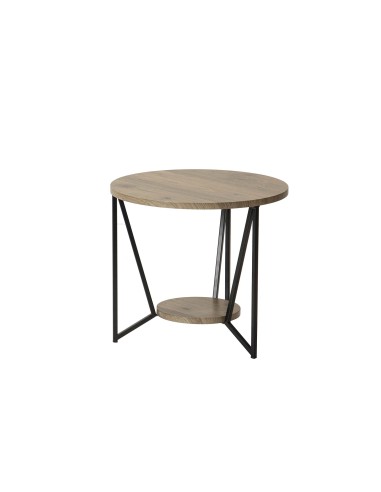 Mesita auxiliar metal/vinilo madera clara