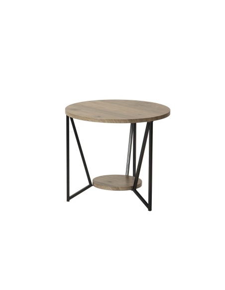 Mesita auxiliar metal/vinilo madera clara