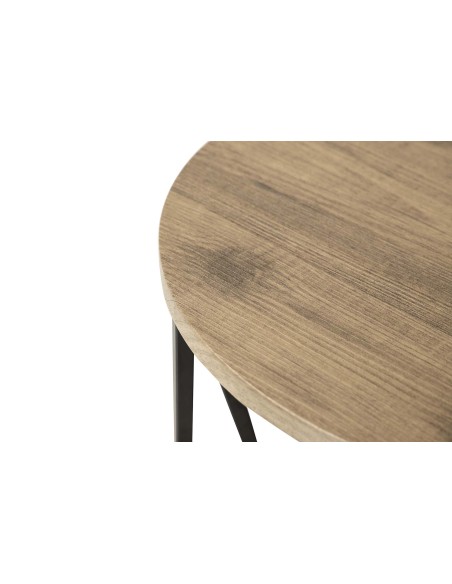 Mesita auxiliar metal/vinilo madera clara