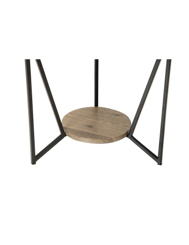 Mesita auxiliar metal/vinilo madera clara