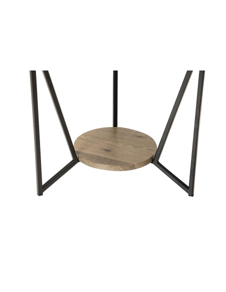 Mesita auxiliar metal/vinilo madera clara