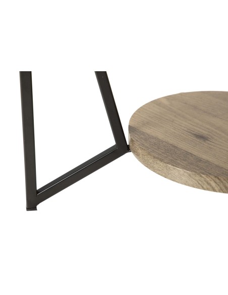 Mesita auxiliar metal/vinilo madera clara