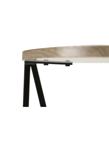 Mesita auxiliar metal/vinilo madera clara