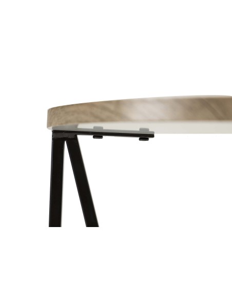 Mesita auxiliar metal/vinilo madera clara