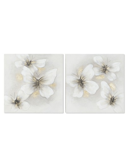Cuadro lienzo de mariposas blancas
