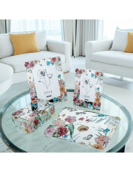 Joyero de cristal y flores