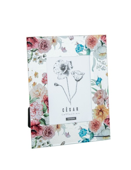 Portafotos cristal de flores