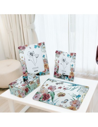 Portafotos cristal de flores