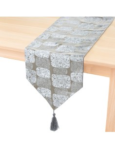 Camino de mesa gris rectángulos