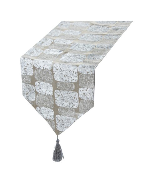 Camino de mesa gris rectángulos