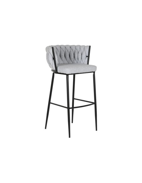 Taburete trenzado gris metal Taburete trenzado gris metal