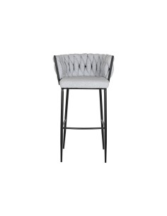 Taburete trenzado gris metal 2