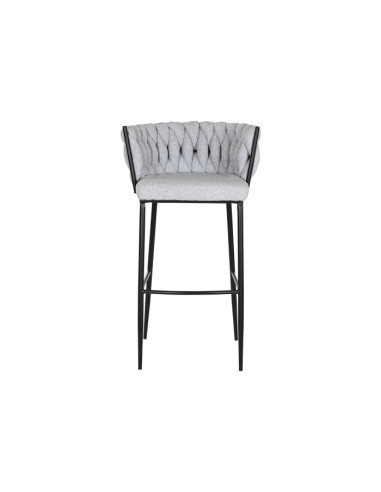 Taburete trenzado gris metal