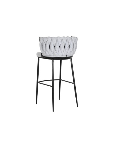 Taburete trenzado gris metal