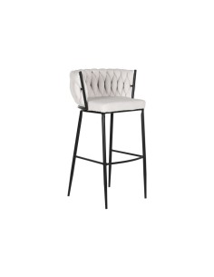 Taburete trenzado blanco metal