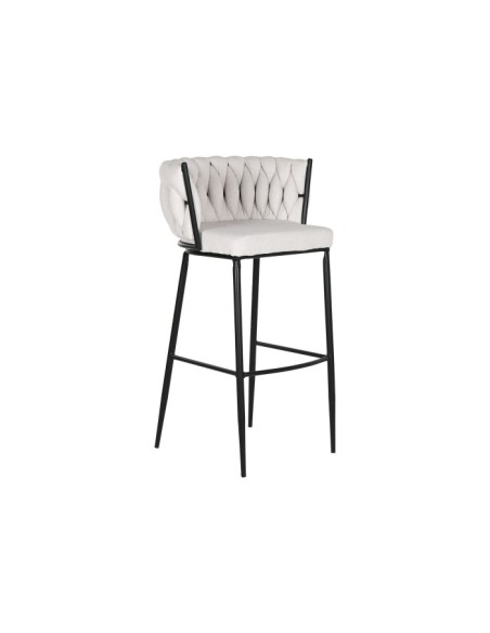 Taburete trenzado blanco metal Taburete trenzado blanco metal