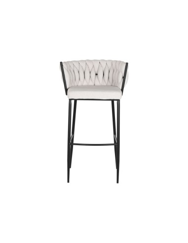 Taburete trenzado beige metal