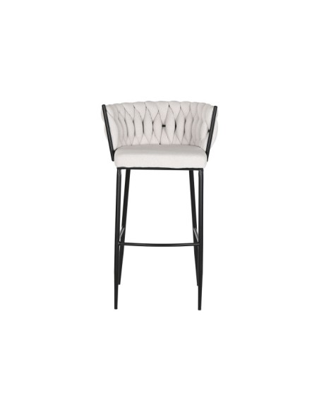 Taburete trenzado beige metal
