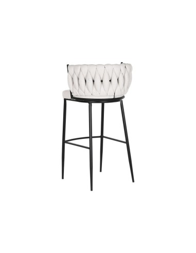 Taburete trenzado beige metal
