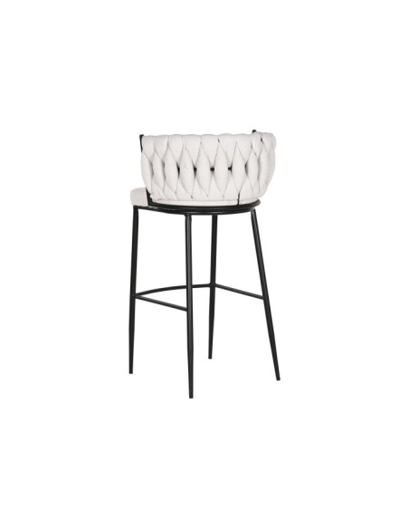 Taburete trenzado beige metal