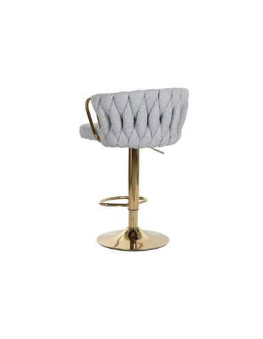Taburete trenzado gris metal dorado