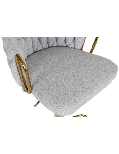 Taburete trenzado gris metal dorado