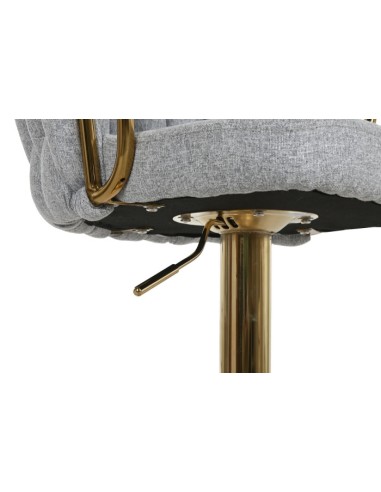 Taburete trenzado gris metal dorado