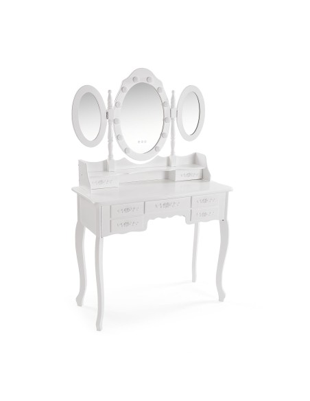 Tocador blanco con taburete y luces led Tocador blanco con taburete y luces led