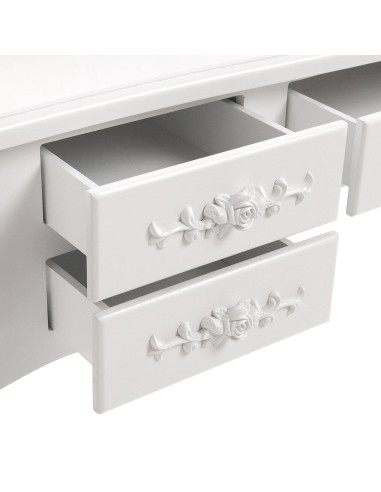 Tocador blanco con taburete y luces led