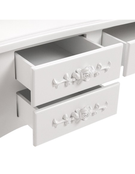 Tocador blanco con taburete y luces led