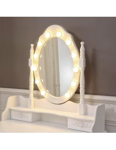 Tocador blanco con taburete y leds Charm 2
