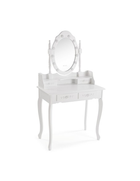 Tocador blanco con taburete y leds Charm