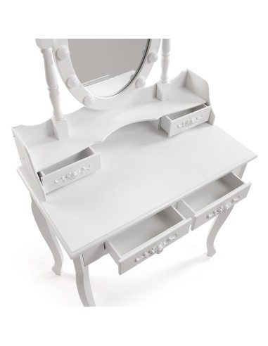 Tocador blanco con taburete y leds Charm