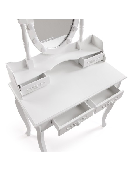 Tocador blanco con taburete y leds Charm