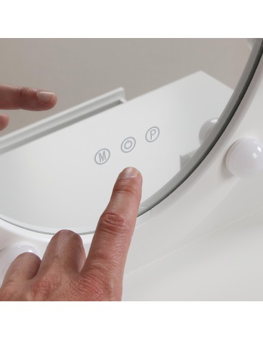 Tocador blanco con taburete y leds Charm