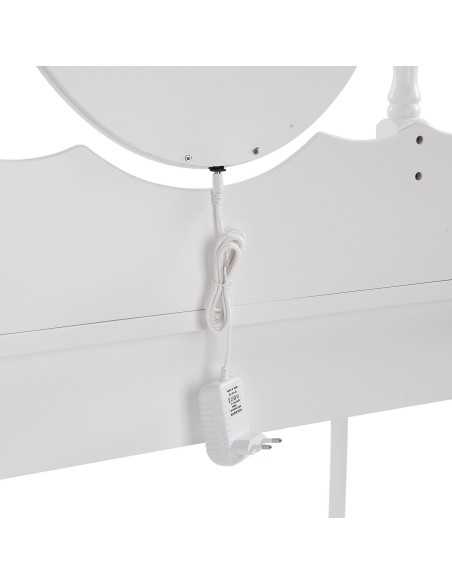 Tocador blanco con taburete y leds Charm