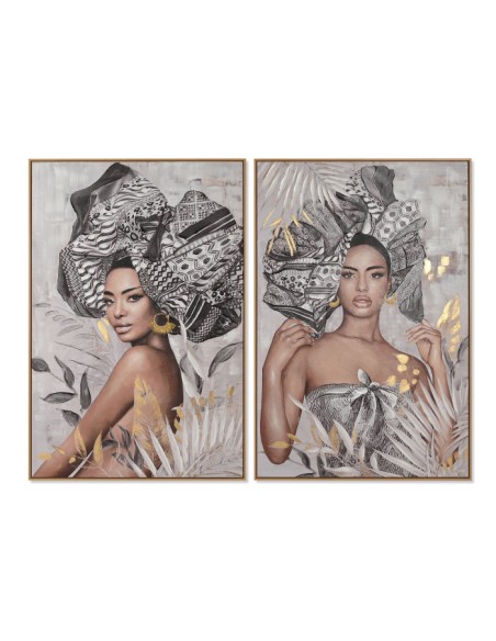 Cuadro de africana con moldura madera