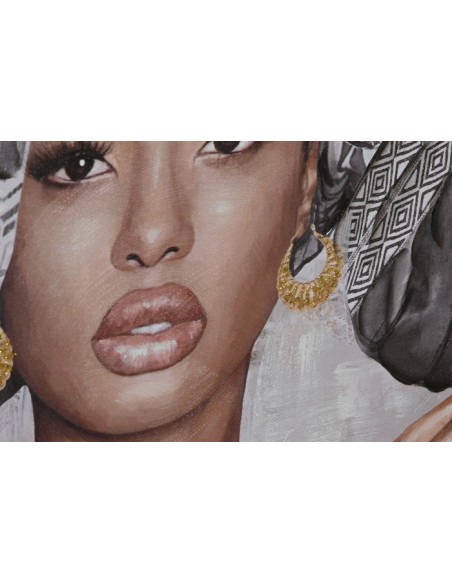 Cuadro de africana con moldura madera