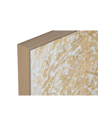 Cuadro hojas sobre lienzo con marco de madera