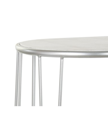 Consola de metal plateada c/base de mármol