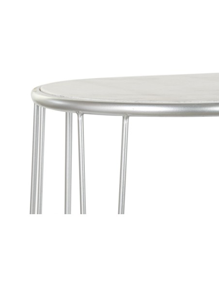 Consola de metal plateada c/base de mármol