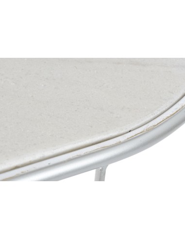 Consola de metal plateada c/base de mármol