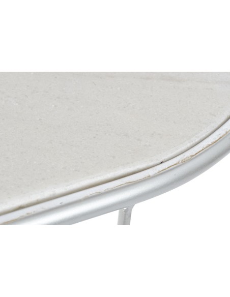 Consola de metal plateada c/base de mármol