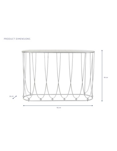 Consola de metal plateada c/base de mármol